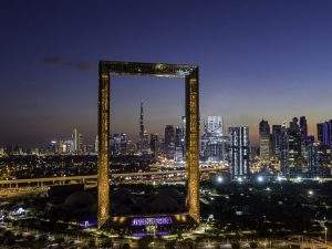 Large DTCM Dubai Frame and Burj Khalifa